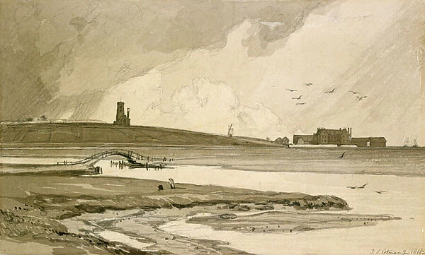 Blakeney Church and Wiveton Hall, 1818 (ink on paper)