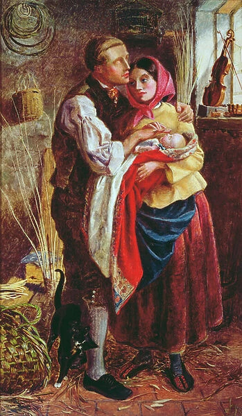 The Blind Basket Maker with his First Child, 1858 (oil on canvas)