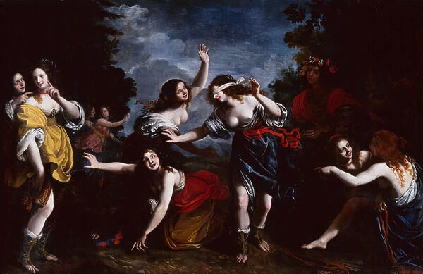 The blind-man s-buff game with Amaryllis, Corsica and Myrtill, 1654 (oil on canvas)