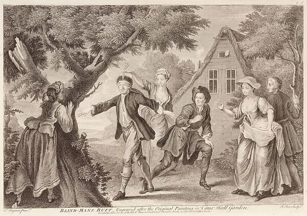 Blind-Mans Buff, engraved by Remi Parr (fl. 1723-50) (engraving)