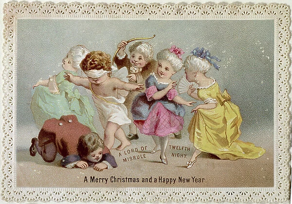 Blind Man's Buff, Victorian Christmas and New Year card