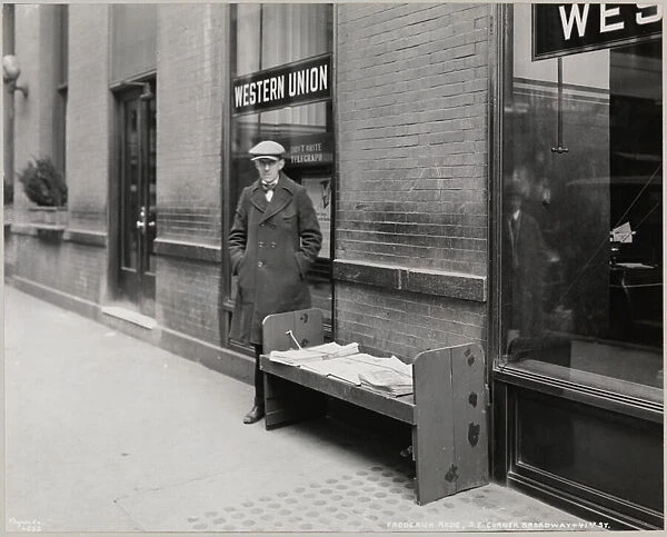 The blind newsdealer, Frederick Rode and the southeast corner of Broadway & 41st St