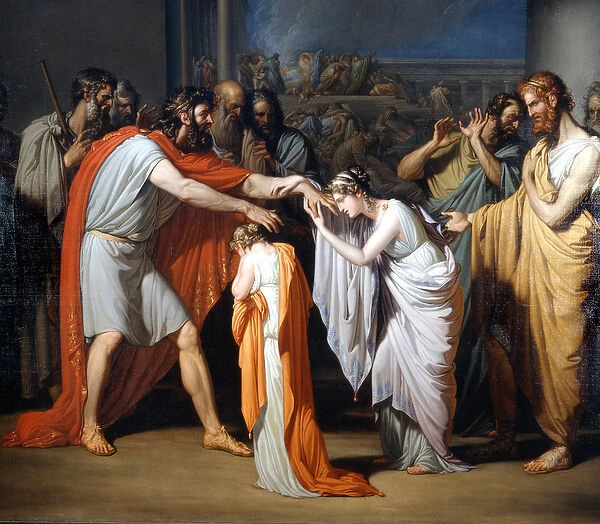 Blind Oedipus Meets His Daughters Painting by Giuseppe Bossi (1777-1815)