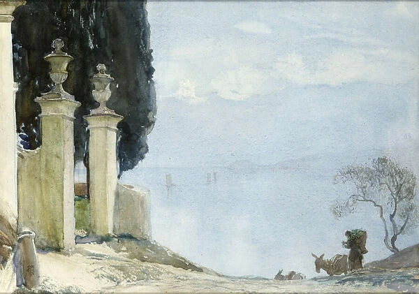 A Blue Day on Como, c. 1900 (w  /  c on paper)