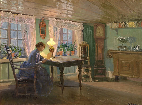 The Blue Living room at Fleskum, 1899 (oil on canvas)