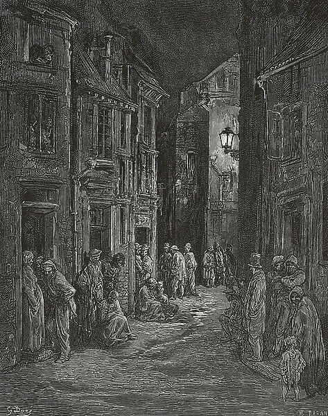 Bluegate Fields slums, London in the 19th century. (print)