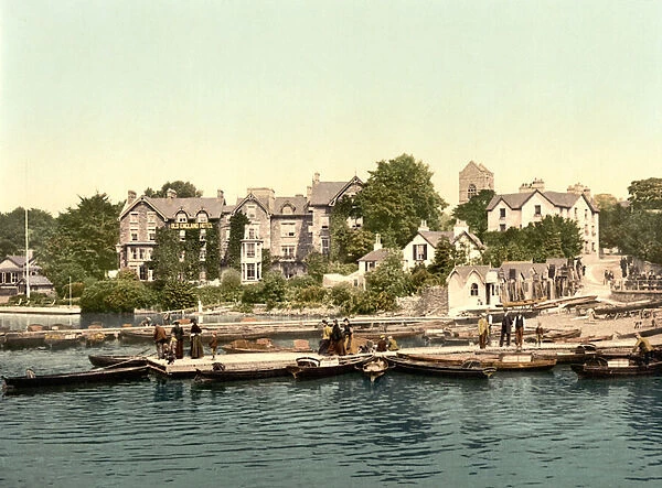 Boat landing, Bowness (hand-coloured photo)