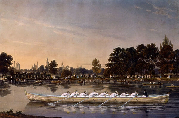 The Boat Race, c. 1850 (colour litho)