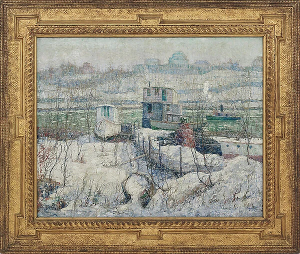 Boathouse, Winter, Harlem River, c. 1916 (oil on canvas)