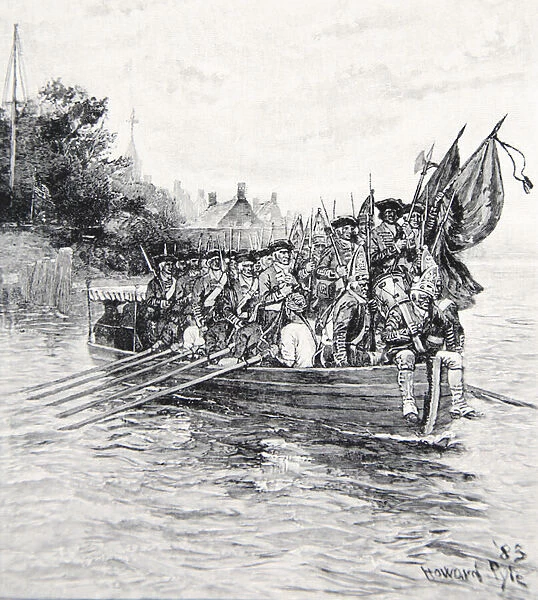 The Last boatload of the British leaving New York (litho)