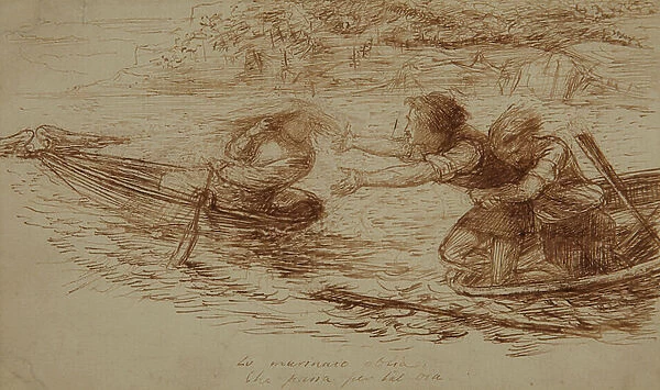 Boatmen and Siren, c. 1853 (pen & ink on paper)