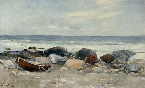 Boats at the beach, Jaeren, 1884