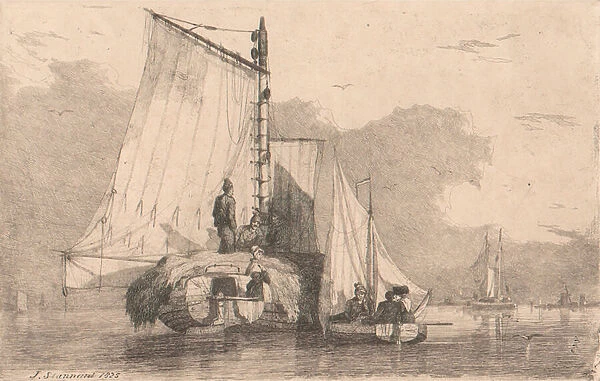 Boats at Braydon, 1825 (etching)