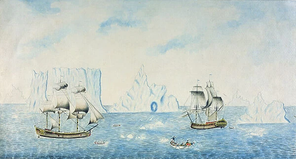 Boats Collecting Ice, c. 1773 (w  /  c on paper)