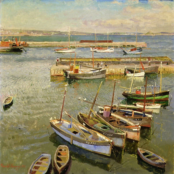 Boats, Newlyn Harbour, 1931 (oil on canvas)