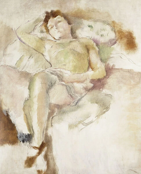 Bobette Lying Down; Bobette Allongee, 1927 (oil on board)