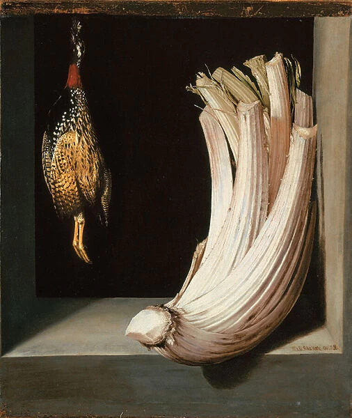Bodegon with a cardoon and francolin (oil on canvas)