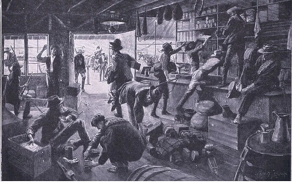 Boers looting a store in the Grange River property, illustration from After Pretoria