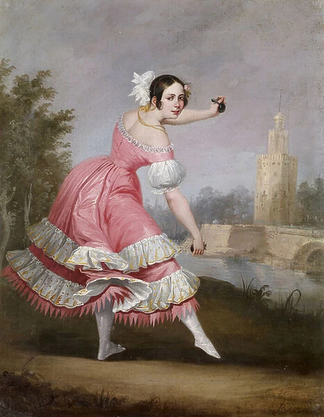 A Bolero Dancer - Cabral Bejarano, Antonio (1788-1861) - 1842 - Oil on canvas - 53x42 - Museo Carmen Thyssen, Malaga
