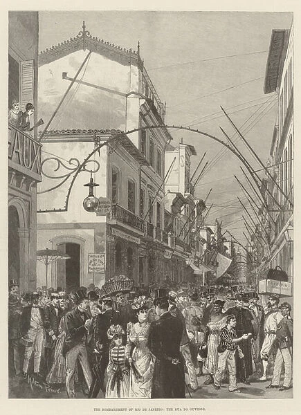 The Bombardment of Rio de Janeiro, the Rua do Ouvidor, 1893 (engraving)