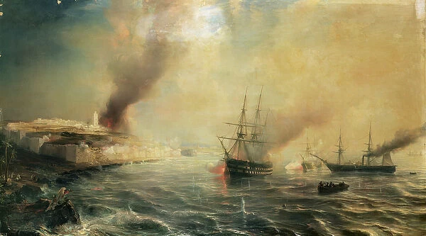 Bombardment of Sale, 26th November 1851, 1855 (oil on canvas)