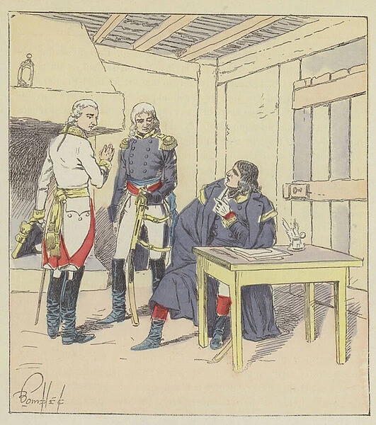 Bonaparte, Serurier et Klenau a Roverbello (colour litho)