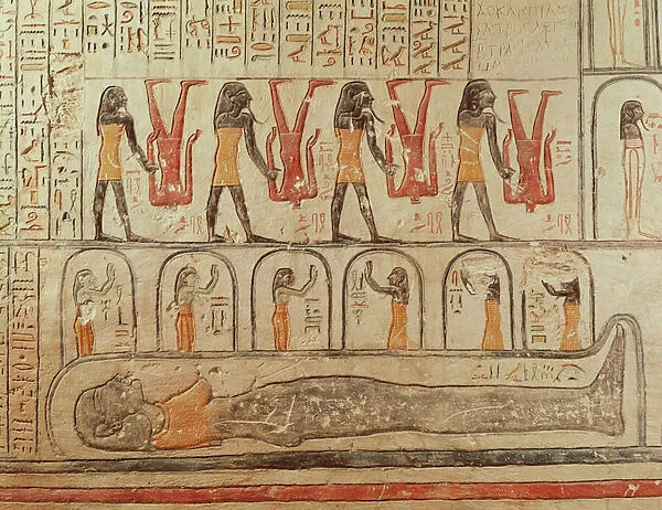 Detail from the Book of the Earth, from the burial chamber of the Tomb of Ramesses VI (r. 1143-1136 BC) New Kingdom (wall painting)