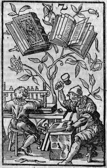 Framed Print : A bookbinding workshop in the Middle Ages