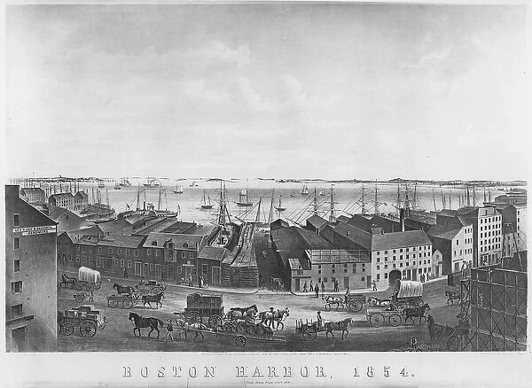Boston Harbour, 1854 (litho) (b  /  w photo)