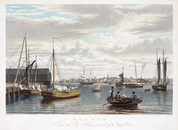 Boston, from the Ship House, west end of the Navy Yard, c. 1833 (coloured engraving)