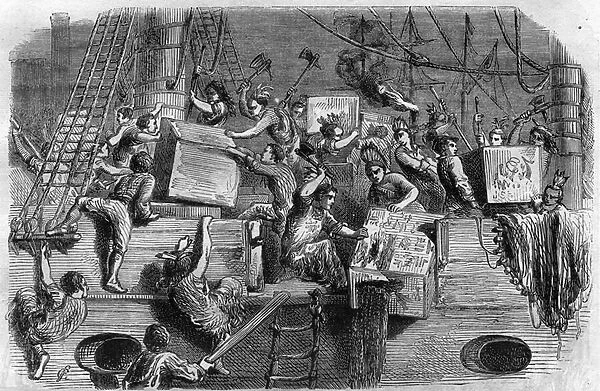 Boston tea party. US War of Independence: revolt of American settlers