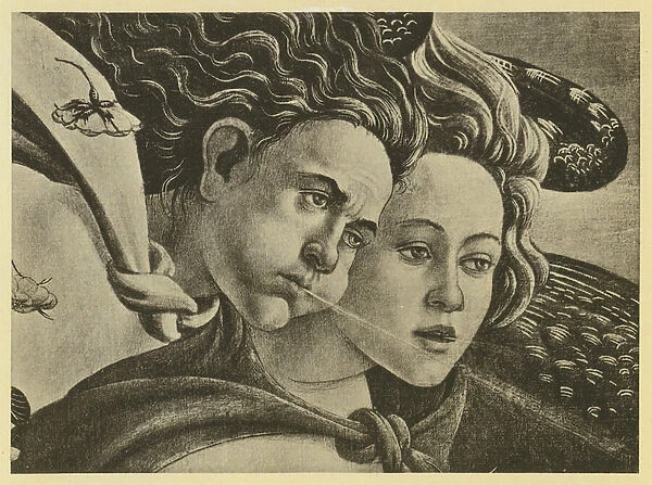 Botticelli: Venus Anadyomene, Detail (b  /  w photo)