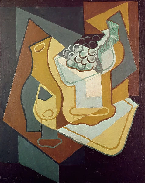 Bottle, Glass and Fruit Dish, 1921 (oil on canvas)