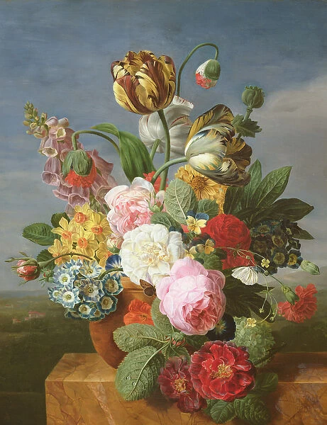 Bouquet of flowers in a vase (oil on canvas)