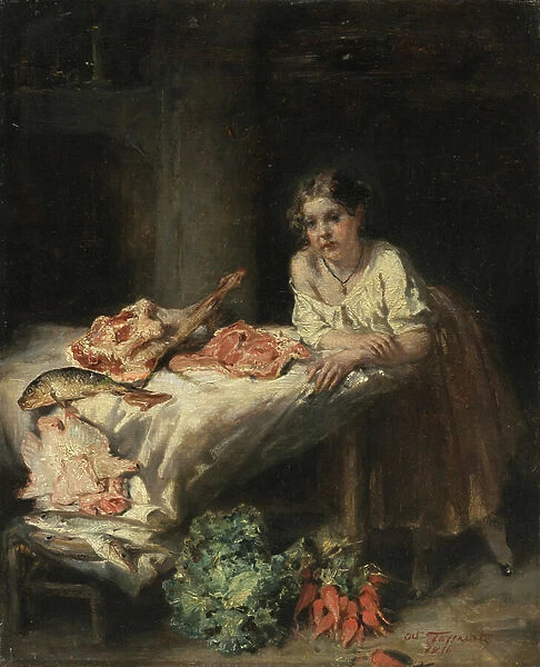 The Bourgeois' Kitchen, 1854 (oil on fabric)