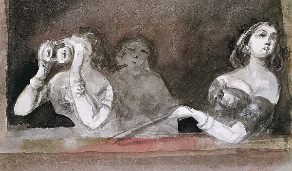 Box Seats (pen and ink wash on paper)