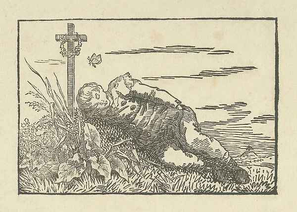 Boy Asleep on a Grave, 1802 (woodcut)