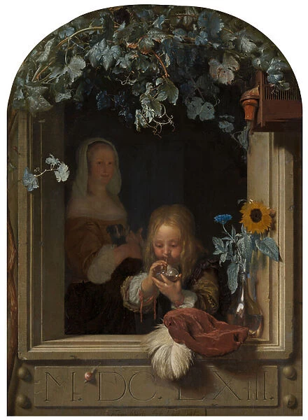 A Boy Blowing Bubbles, 1663 (oil on panel)