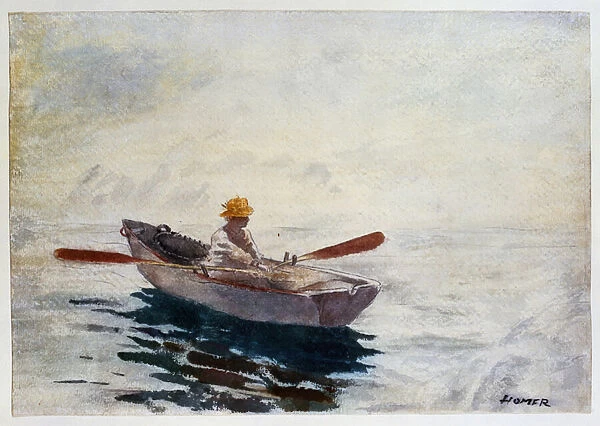 Boy in a Boat (w  /  c, pen & pencil on paper)