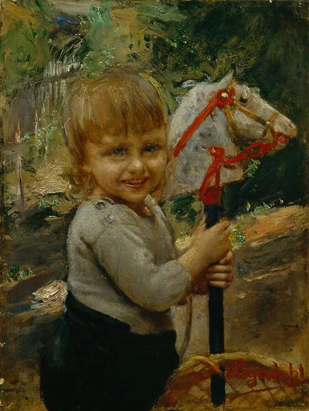 Boy with hobby horse, 1889