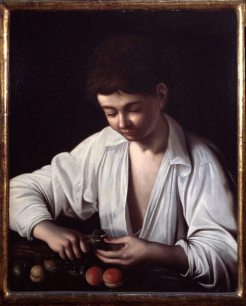 A boy peeling a fruit, 1591 (oil on canvas)