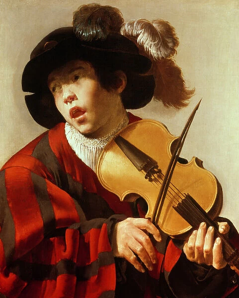 Boy Playing Stringed Instrument and Singing, c. 1627 (oil on canvas)