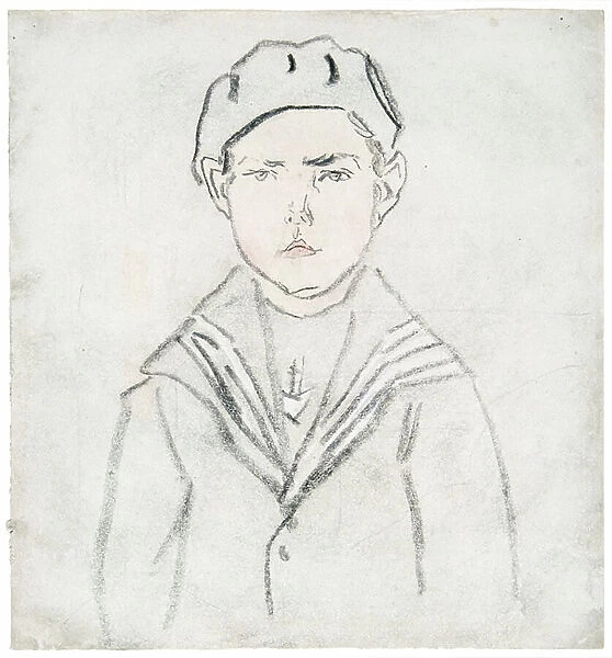 Boy in sailor suit (coloured chalk on paper)