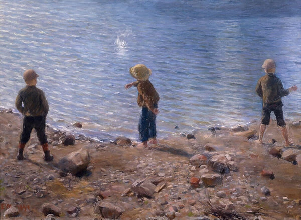 Three boys at the beach, 1894