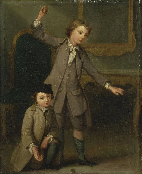 Two Boys of the Nollekens Family, Probably Joseph and John Joseph, Playing at Tops