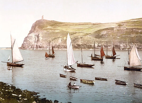 Bradda Head, Isle of Man (hand-coloured photo)