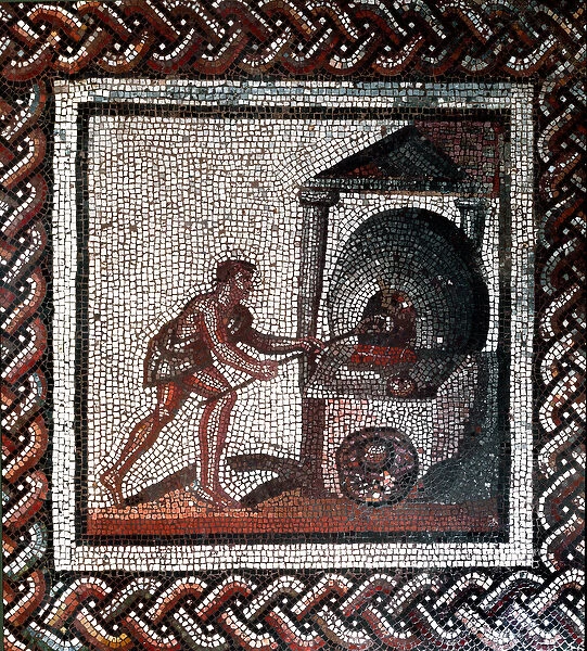 Bread making scene. (mosaic, end 2nd, beginning of 3rd century)