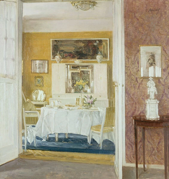 The Breakfast Room (oil on canvas)