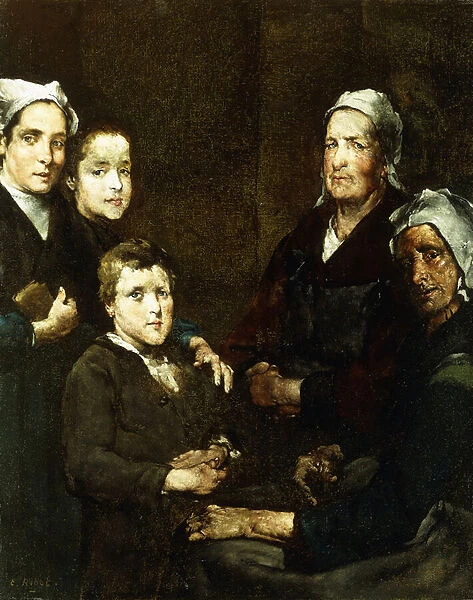 The Breton Family; La Famille Bretonne, (oil on canvas)