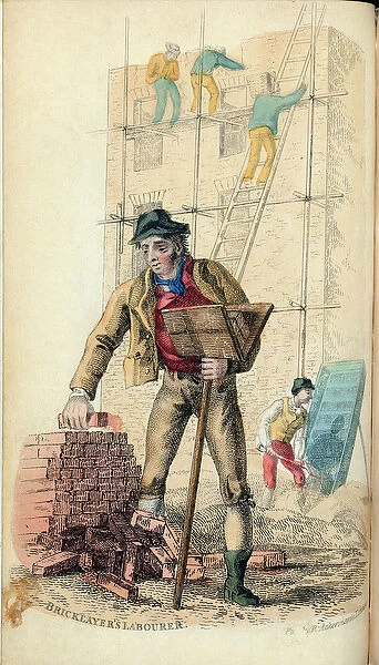 The Bricklayers Labourer from Ackermanns World in Miniature (litho)